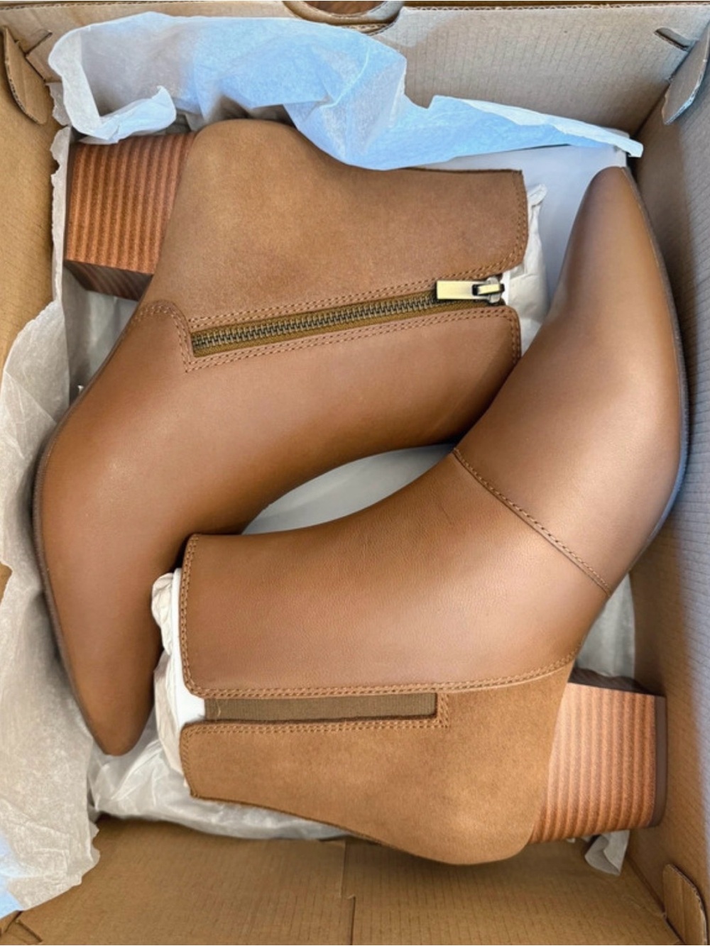 Clarks Women's Cognac Brown Ankle Booties with Side Zip